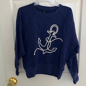 J. Crew Navy Blue Sweater with Anchor Design